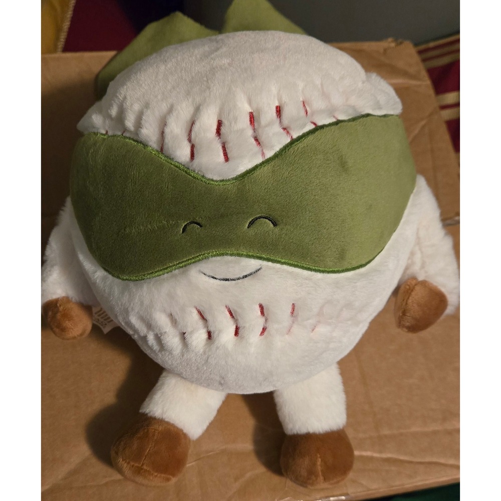 FAO Schwarz Heroes of the Game Baseball Plush Superhero Mask Cape White Green